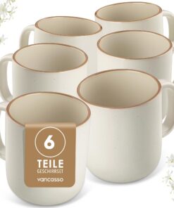 Vancasso Kaffeetassen Set 6er - Spülmaschinen- & Mikrowellenfest – Für Kaffee, Tee, Saft, Latte, Cappuccino, Kakao, Groß