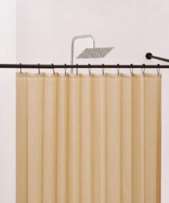 Crkmire L-Form Duschvorhangstange, verstellbar bis 134 cm, 15kg Tragkraft, rostfrei, 12 Haken, Deckenhalterung, keine Du