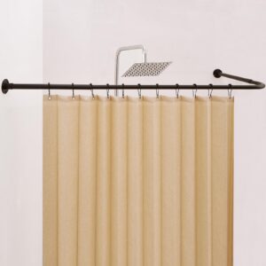 Crkmire L-Form Duschvorhangstange, verstellbar bis 134 cm, 15kg Tragkraft, rostfrei, 12 Haken, Deckenhalterung, keine Du