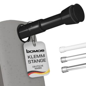 Bomoe Duschvorhangstange ohne Bohren - 140-260 cm Stufenlos Ausziehbar – Duschstange Teleskopstange zum Klemmen Schwarz