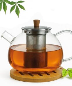 Teekanne aus Borosilikatglas mit Edelstahl-Sieb für Dobin – 1,5 Liter – Tropffrei & Hitzebeständig – Spülmaschinenfest