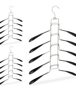 Relaxdays Platzsparenden Kleiderbügel Set, 3er Set, 5 Bügel pro Aufhängung, Platzsparend und rutschfest, für Oberbekleid