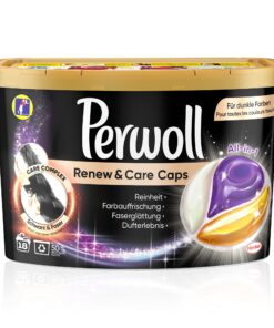 Perwoll Renew & Care Schwarz & Faser Waschmittel Caps - Sanft und effektiv für schwarze und dunkle Wäsche (18 Wäschen) -