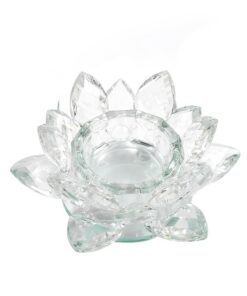 Lotus Kristall Kerzenhalter für Hochzeiten und Dekoration Kristall Lotus Blume Kerzenhalter als Wohnaccessoire Lotus Blu