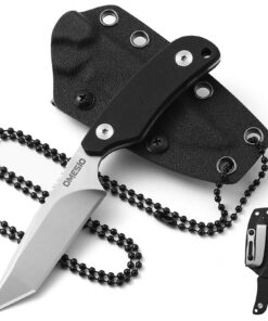 Omesio Tanto Neck Knife Messer - Fulltang, G10 Griff, D2 Stahl, Jagd- und Allzweckmesser mit Kydex-Scheide