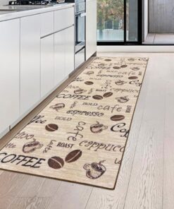 Beige Küchenläufer mit Gelrücken & Braunem Schriftzug, 67x180 cm Teppich-Traum