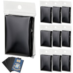 QWORK® Schwarze Kartenhüllen 500 Stück 66x91mm für Sammelkarten, Spielkarten und Sportkarten