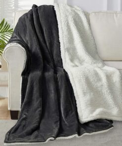 WOLTU Flauschige Sherpa Decke, Warme Fleecedecke Oeko-Tex Zertifiziert, Weiche Couch- und Sofadecke XL 150x200 cm Anthra