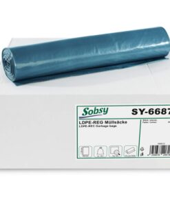 Sobsy ® Recycelte Müllbeutel Blau, reißfeste, 120l, extra stark, für Hausnutzer, Haushalt, Recycling, 150 Stk., hochwert