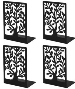 Buchstütze 2 Paar Schwarze Metall-Buchstützen rutschfest geeignet für Kinderbücher Büro/Schule/Zuhause 12x17,5x8,5 cm (S