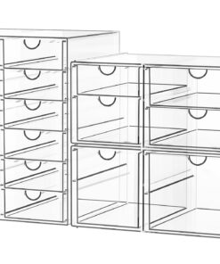 Schreibtisch Organizer 16 Schubladen 4er-Set | Stapelbar mit Anti-Rutsch-Pads aus Global Recycled Standard für Kosmetik