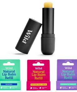 Wild Natürlicher Nachfüllbarer Lippenbalsam Starter-Set mit Passionfruit, Coconut & Vanilla in Schwarzem Aluminiumcase