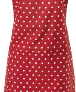 REDBEST Punkte Schürze 100% Baumwolle rot - verstellbare Halsschlaufe, große Tasche, robustes Gewebe Größe: 75x90 cm