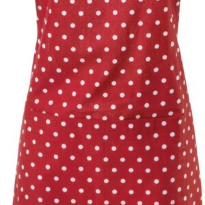 REDBEST Punkte Schürze 100% Baumwolle rot - verstellbare Halsschlaufe, große Tasche, robustes Gewebe Größe: 75x90 cm