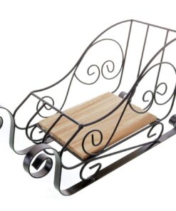 Spetebo Weihnachtsdeko Schlitten - Metall & Holz - Schwarz - Tischdeko & Fensterdeko - ca. 36 cm - Weihnachtsmood