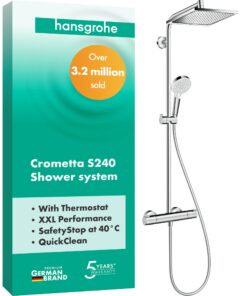 Hansgrohe Crometta E-Duschsystem mit Thermostat und Regendusche für das Bad mit Armatur und Handbrause - Chrom - 2727100