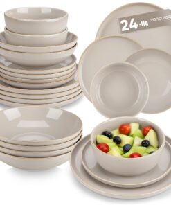 vancasso PLAYA Geschirrset 6 Personen 24 Teile Modern Steingut Spülmaschinenfest Beige