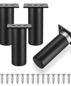 4 Stück Schwarz Alulegierung Schrankfüße für Möbel Tisch Schrank Schreibtisch Regal Couch Sofa Beine mit Schrauben