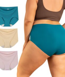 INNERSY Hohe-Taille Nahtlose Unterhosen für Damen Großes Maßen Microfaser 44-62 3er Pack OEKO-TEX