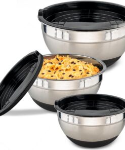 Praknu 3 Edelstahl Schüssel Mit Deckel Set - Idealer Rührvorrichtung für Köche | Praknu 3 Edelstahl Schüssel Mit Deckel