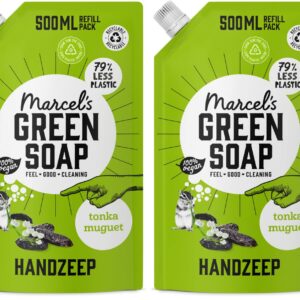 Marcel's Green Soap Handseife Nachfüllpack Tonka & Muguet - Umweltfreundliche, 100% Vegan und 97% biologisch abbaubar -