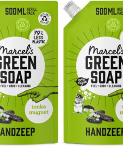 Marcel's Green Soap Handseife Nachfüllpack Tonka & Muguet - Umweltfreundliche, 100% Vegan und 97% biologisch abbaubar -