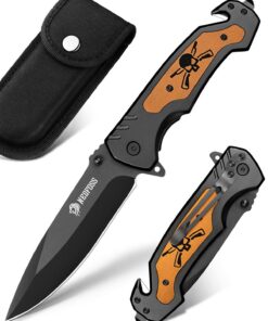 NedFoss NF18 Rettungsmesser - Scharfe Einhandmesser für Auto & Outdoor Aktivitäten - Geschenk-Box Inklusive