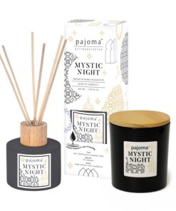 pajoma® Raumduft & Duftkerze Set Mystic Night Elegante Geschenkidee & Luxus-Deko | Eukalyptus, Minze & Sandelholz | 100
