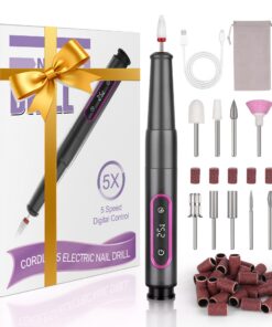 Nagelfreßer für Gelnägel | Kabellos | 12 in 1 Elektrische Tragbare Nagelfräser 25000 u/min | Verstellbare Geschwindigkei