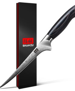 Professionelles SHAN ZU Fischfiletiermesser aus Kohlenstoffstahl 18cm für Profis und Liebhaber | SHAN ZU Japanisches Fi