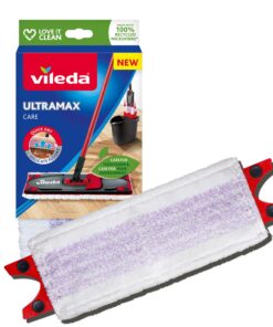 Vileda Ultramax Care Ersatzbezug, Bodenreinigung, Für empfindliche Böden, 100 Prozent recycelte Mikrofaser, schnell getr
