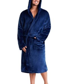 CityComfort Herren Morgenmantel warm und kuschelig OEKO-TEX STANDARD 100 CityComfort Herren Fleece Robe mit Kapuze Super