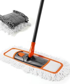 CLEANHOME Bodenwischer Set für Hardwood, Marble und Tile Floor Mopping – 2 Waschbare Mopp-Pads & Ausziehbarer Griff