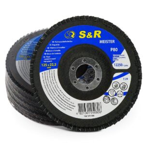 S&R Fächerschleifscheiben-Set 5-teilig für Winkel- und Vollschleifer - ideal für Holz- und Metallschleifung -,sizeof 125