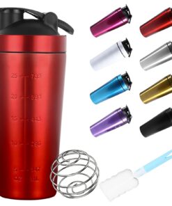 ZAKVOP Edelstahl Protein Shaker 750 ml - BPA Free/Premiun Edelstahl für Eiweiß Smoothies - für Fitness-Lovers - Rot