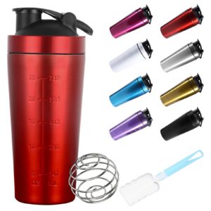 ZAKVOP Edelstahl Protein Shaker 750 ml - BPA Free/Premiun Edelstahl für Eiweiß Smoothies - für Fitness-Lovers - Rot
