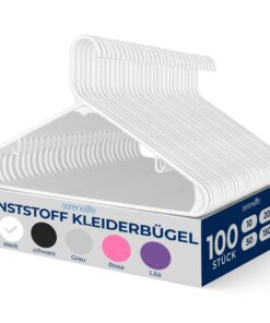 SereneLife Platzsparend & Robust 100 Weißer Kleiderbügel – Jacken & Hemden Organisation & Knitterfreie Aufbewahrung in j