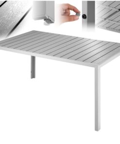 tectake® Wetterfester Gartentisch, Outdoor Esstisch Silber/Grau, 150 x 90 x 74,5 cm für Garten und Balkon