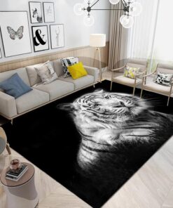 3D Tiger Reichweiteteppich Schwarz Weiß Schlafzimmer Wohnzimmer Herren Waschbar.GetChild_de 3D Tiger Bereichsteppich Mod