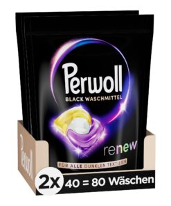 Perwoll Renew Caps Schwarz & Faser Waschmittel - Sanfte Reinigung und Farbauffrischung für Schwarz&Wäsche (80 Washes)