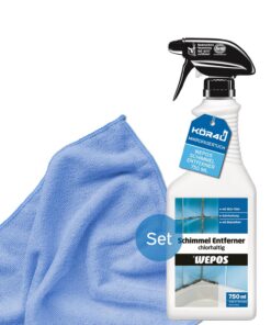 2x Wepos chlorhaltiger Schimmel Entferner 750ml für Heimöden, inklusive 1x kör4u Mikrofasertuch blau 2x Wepos chlorfre