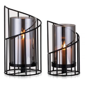 Romadedi Windlicht Glas Kerzenständer Schwarz Für Outdoor Und Wohnzimmer