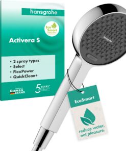 Hansgrohe Activera Select S Wassersparender Duschkopf 8 l/min EcoSmart Handbrause 2 Strahlarten Sparduschkopf Antikalk-F