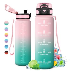 Trinkflasche 500ml/1L - Auslaufsicher Wasserflasche mit Filter und Zeitmarkierung - Ideal für Sport, Fahrrad und Schule