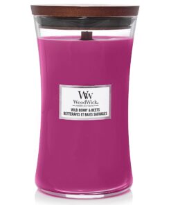 Große WoodWick Duftkerze im Sanduhrglas mit knisterndem Docht | Wild Berry & Beets | bis zu 130 Stunden Brenndauer