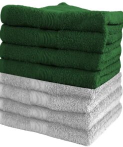 NatureMark Frottier-Handtücher 8er Pack 50×100 cm – 100% Baumwolle, saugfähig & extra weich (Anthrazit/Apfelgrün)