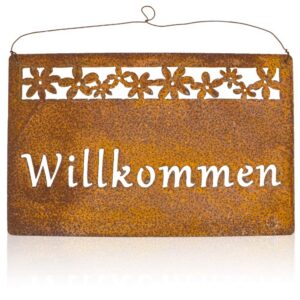 B2S Back2Season Metall Tafel antik Rost-Finish für Garten-Nostalgie hallo Wellcome hängen Wandschild B30cm