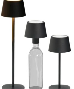 Northpoint 3in1 LED Tischlampe Flaschenleuchte (schwarz) stufenlos dimmbar für Innen und Außen 45cm hoch 3000mAh Akku 20