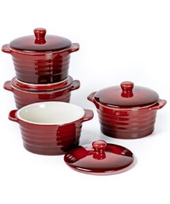 Soufflé Förmchen Klein 250ml Mit Deckel - Dessertschale Rot für Creme Brûlée Und Soufflé