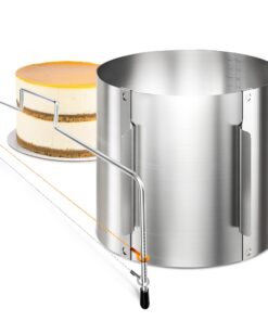 Professionelles Torten-Zubehör Menz verstellbar hoch 15 cm + Tortenschneider - 2-teiliges Edelstahl-Set für Back لتحديث